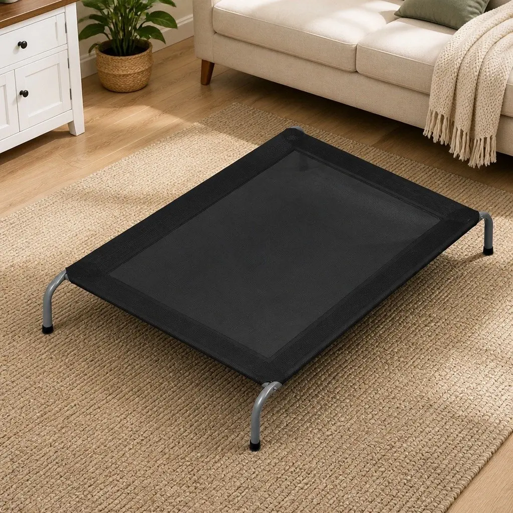 Elevated Pet Bed Trampoline Dog Cat Raised Frame Mesh XL Extra Large Black