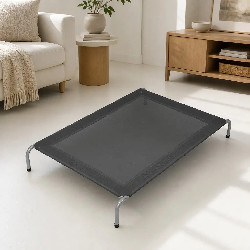 Elevated Pet Trampoline Bed Grey XXL Raised Dog Cat Sleeping Resting Frame