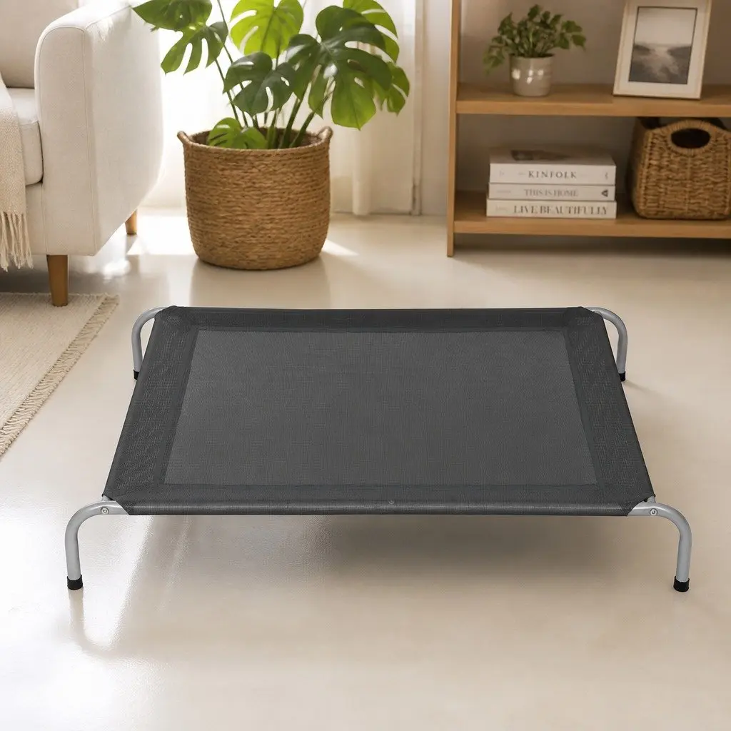 Elevated Pet Trampoline Bed Grey XXL Raised Dog Cat Sleeping Resting Frame