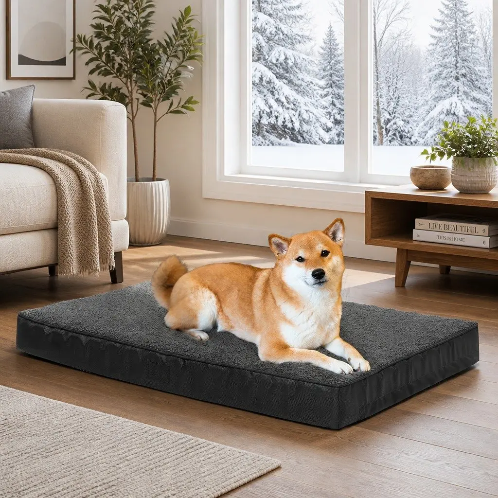 Orthopedic Pet Dog Bed Removable Washable Cover Waterproof Bolster Grey