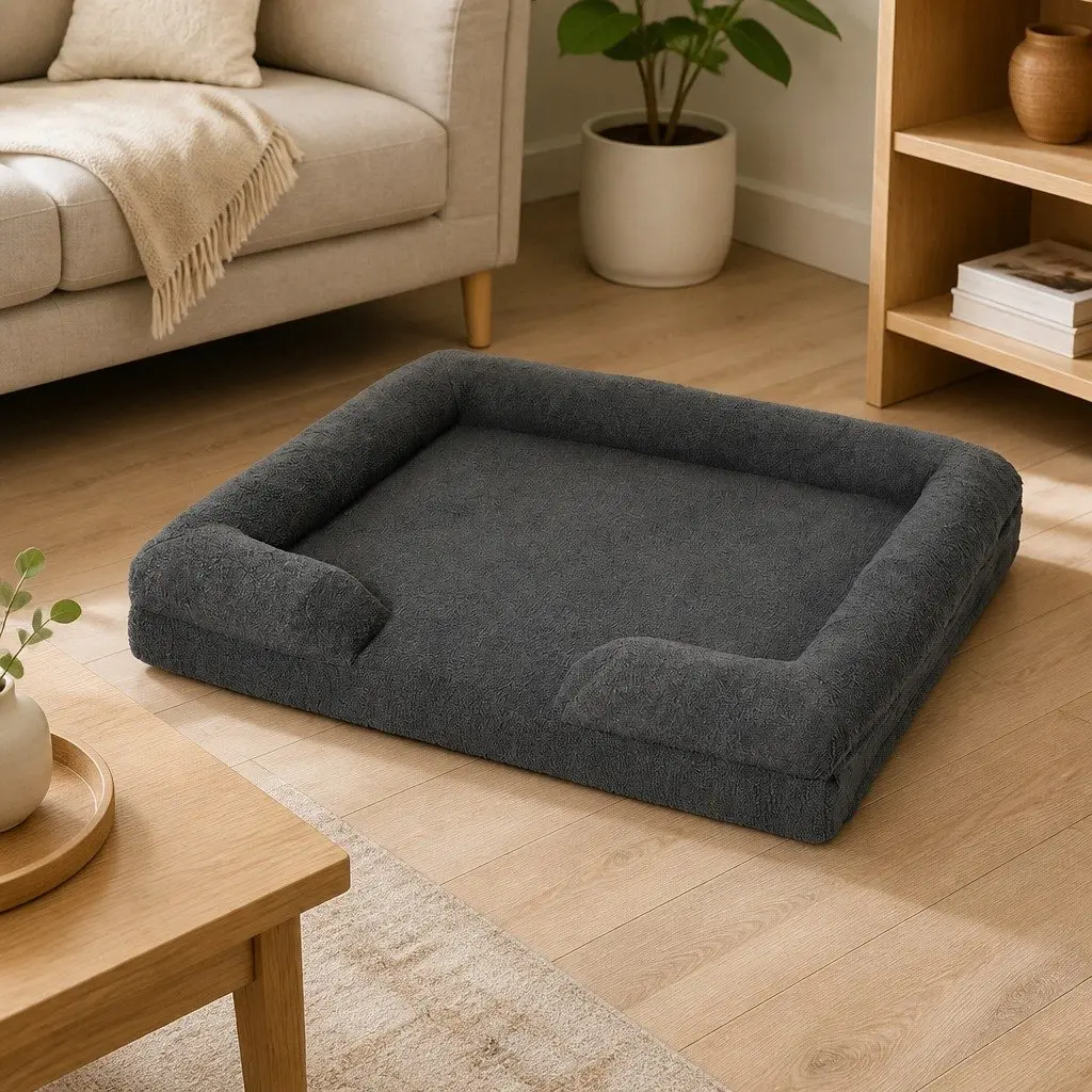 Pet Sofa Bed Memory Foam Orthopaedic Dog Cat Cushion Raised Rim Washable Large