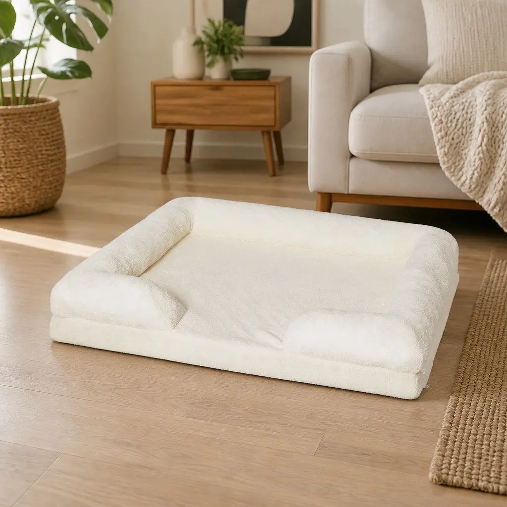 Memory Foam Pet Sofa Bed Orthopaedic Dog Cat Lounger Raised Rim Washable Cover