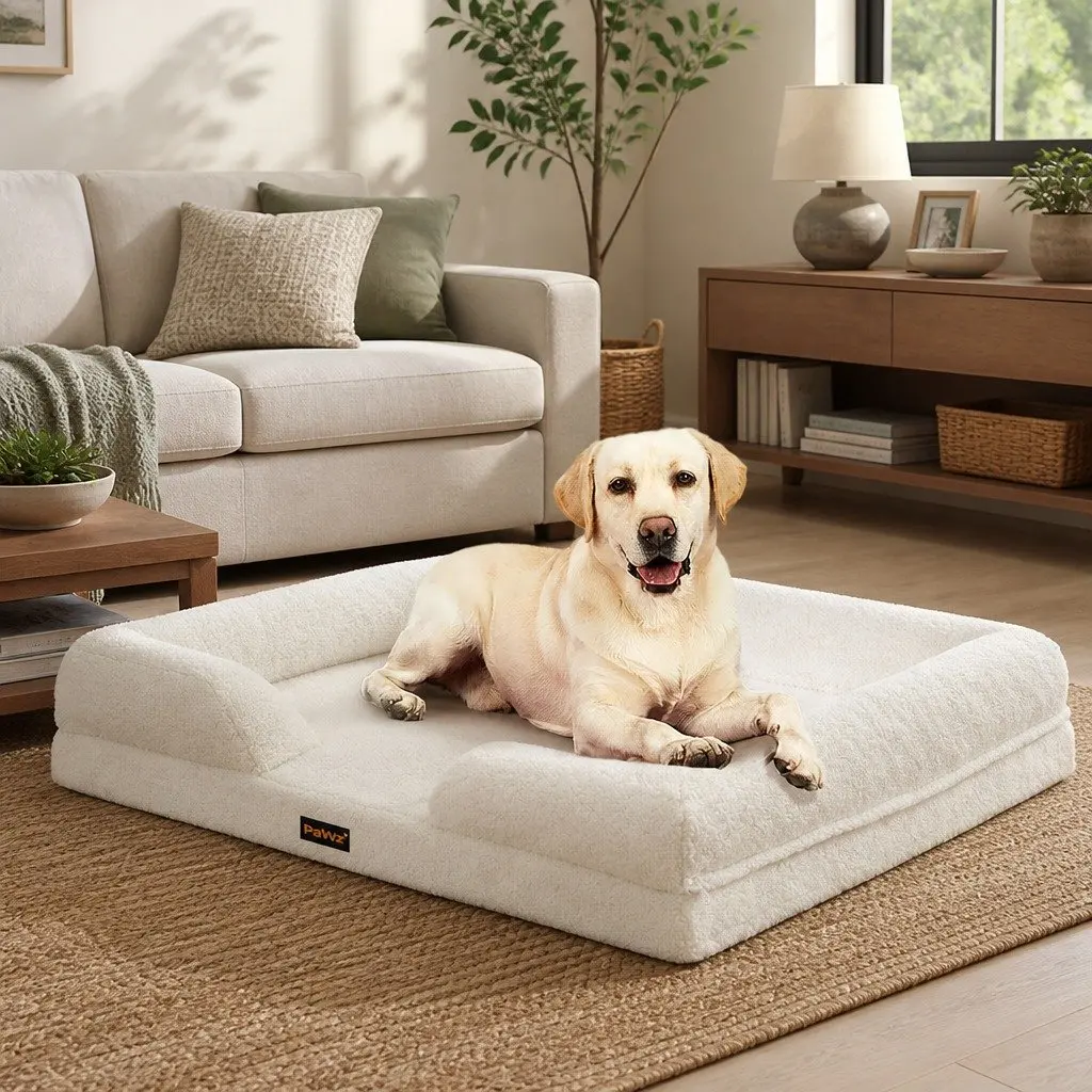 Memory Foam Pet Sofa Bed Orthopaedic Dog Cat Lounger Raised Rim Washable Cover