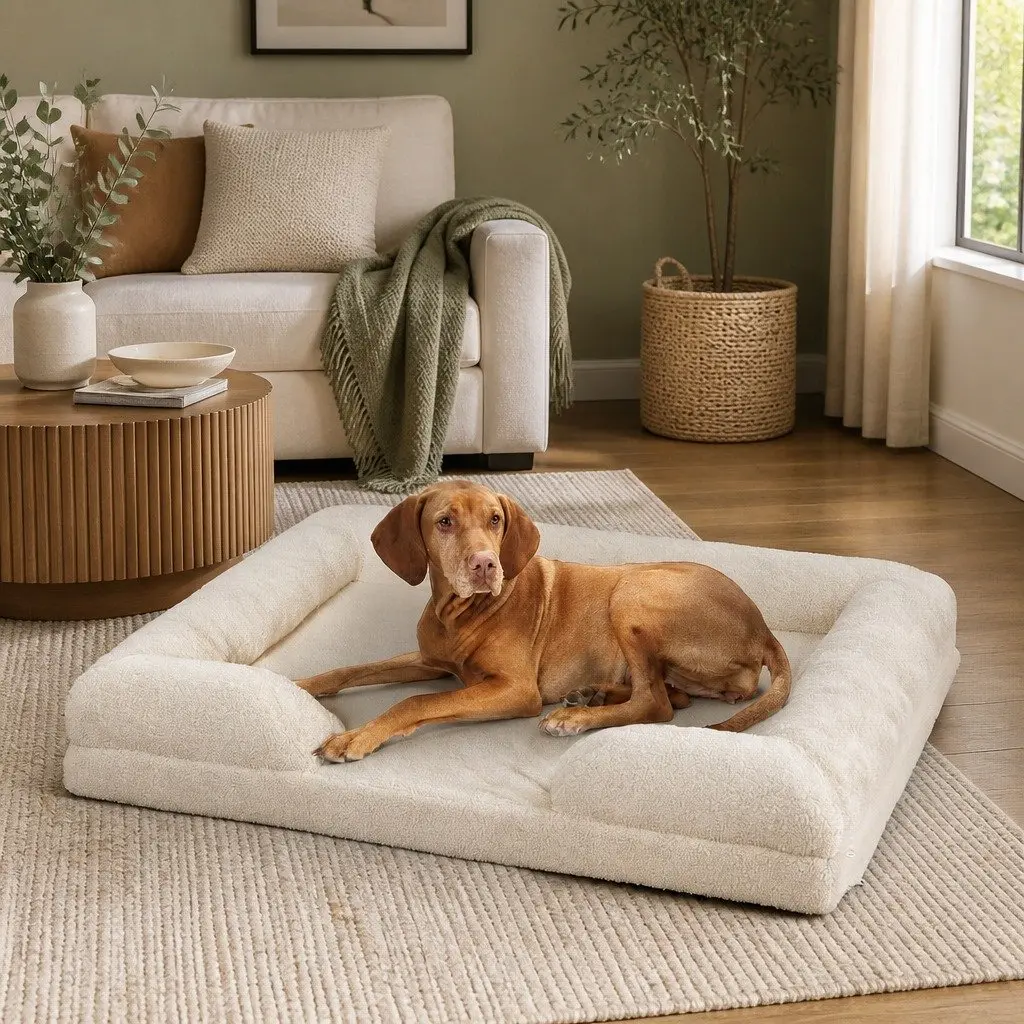 Memory Foam Pet Sofa Bed Orthopaedic Dog Cat Lounger Raised Rim Washable Cover