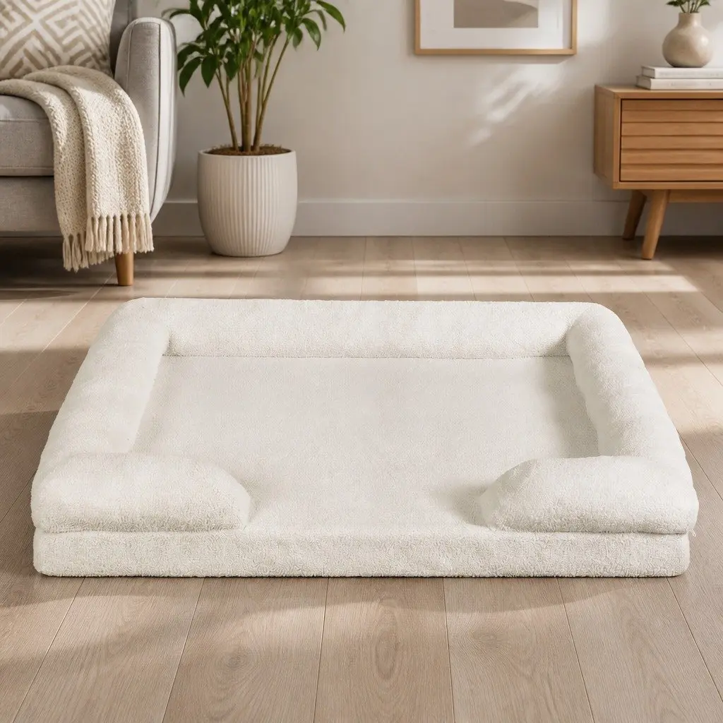 Memory Foam Pet Sofa Bed Orthopedic Dog Cat Lounger Raised Rim Washable Cover