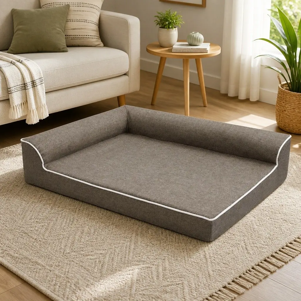 Orthopedic Dog Bed L-Shaped Memory Foam Large Coffee