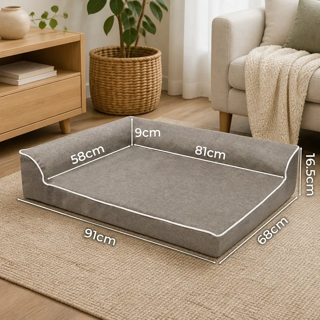 Orthopedic Dog Bed L-Shaped Memory Foam Large Coffee