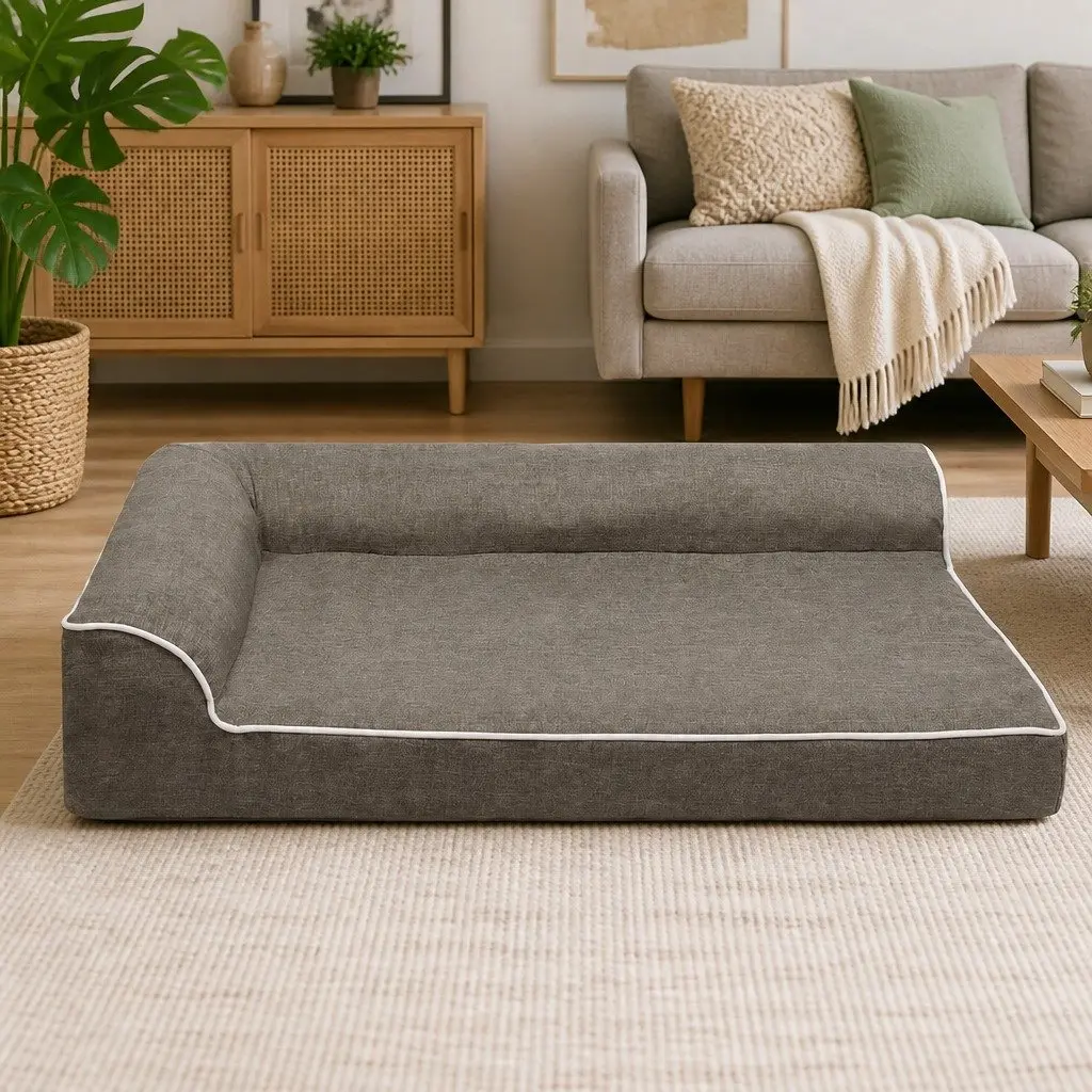 Orthopedic Dog Bed L-Shaped Bolster XL Memory Foam Comfort Support