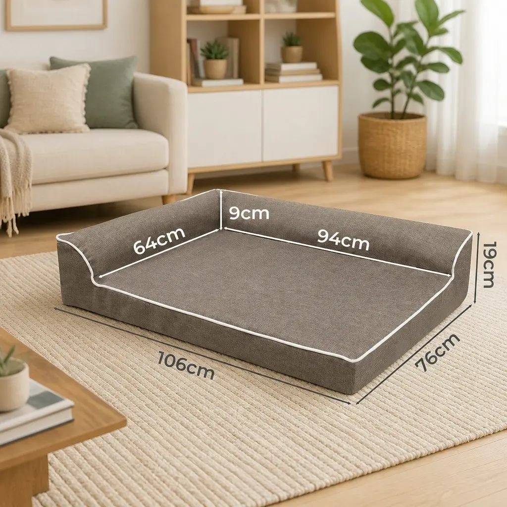 Orthopedic Dog Bed L-Shaped Bolster XL Memory Foam Comfort Support