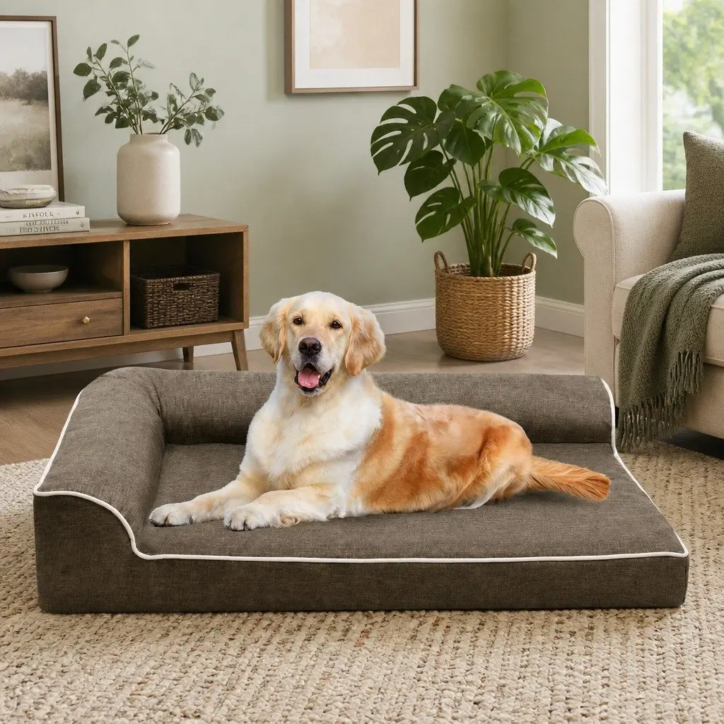 Orthopedic Dog Bed L-Shaped Bolster XL Memory Foam Comfort Support