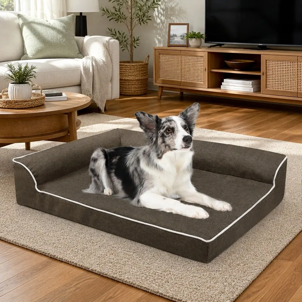 Orthopedic Dog Bed L-Shaped Bolster XL Memory Foam Comfort Support
