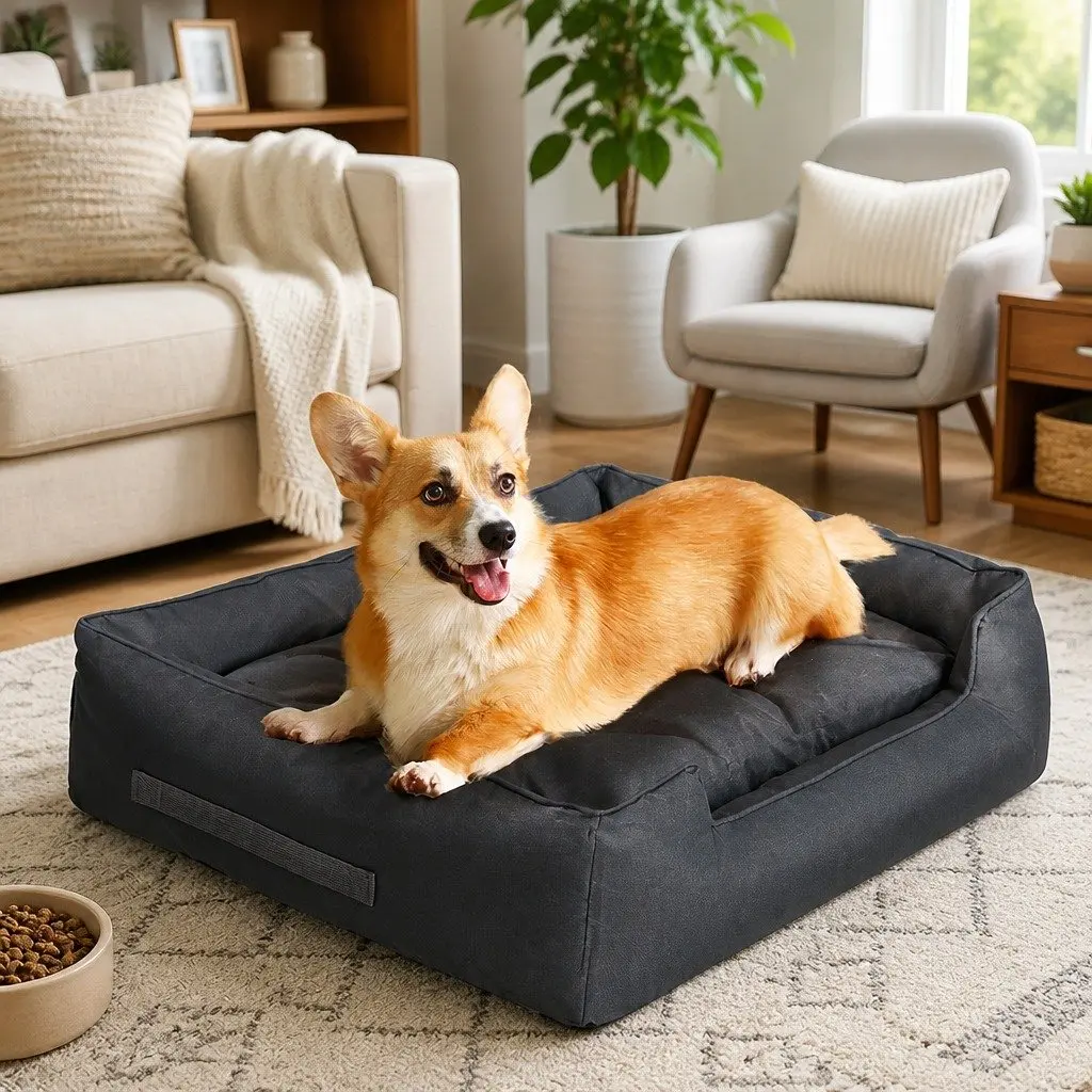 Waterproof Pet Dog Calming Bed Oxford Cloth Portable Sleeping Mat 90cm x 75cm x 24cm