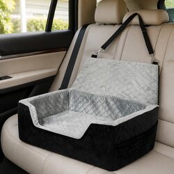 Dog Car Booster Seat with Safety Strap Pet Travel Bed Cushion Portable Protector