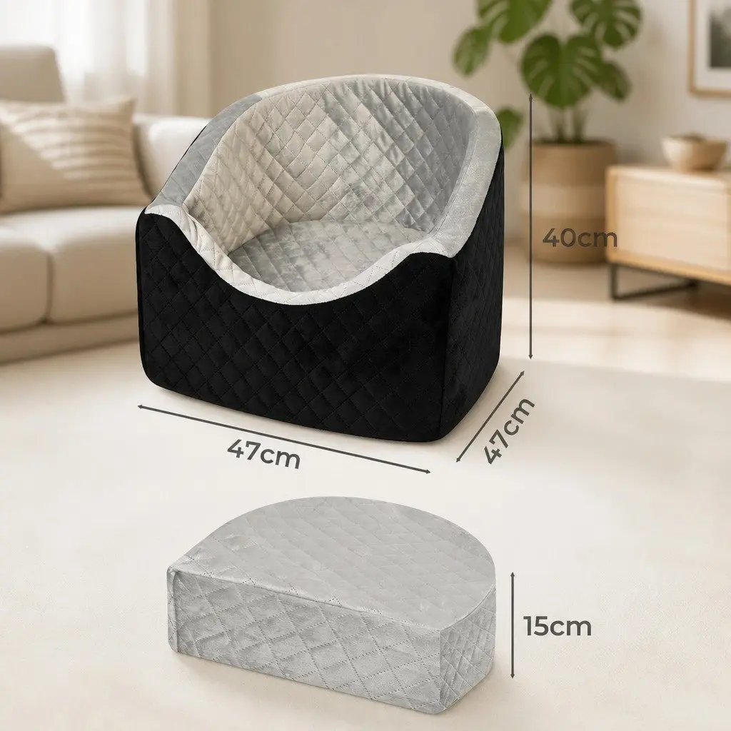 Dog Car Booster Seat High-Density Foam Cushion Portable 47cm x 47cm x 40cm