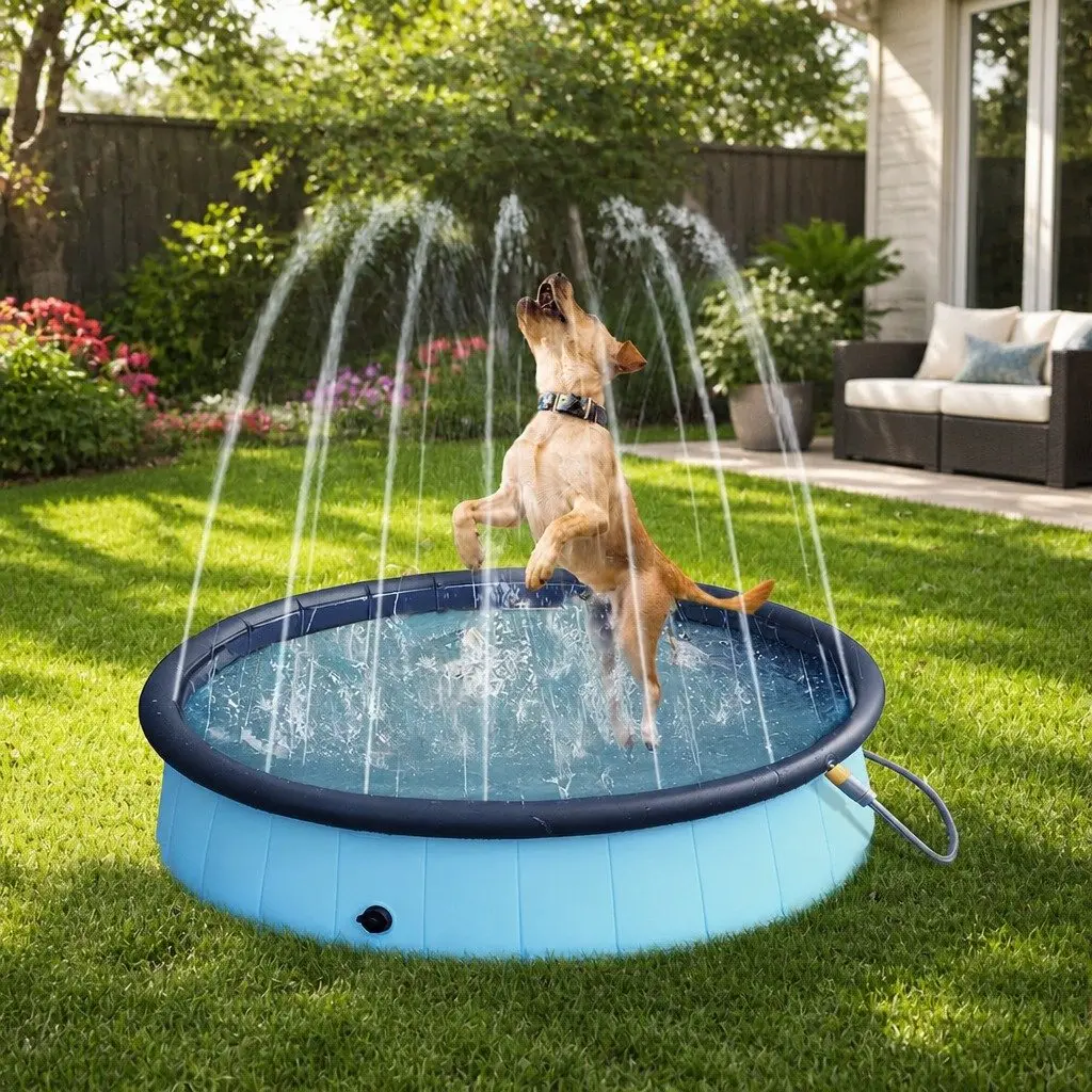 Folding Dog Swimming Pool Portable Sprinkler 120cm x 30cm