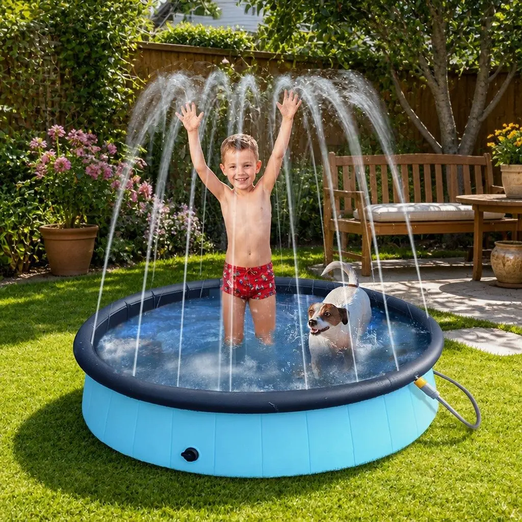 Folding Dog Swimming Pool Portable Sprinkler 120cm x 30cm
