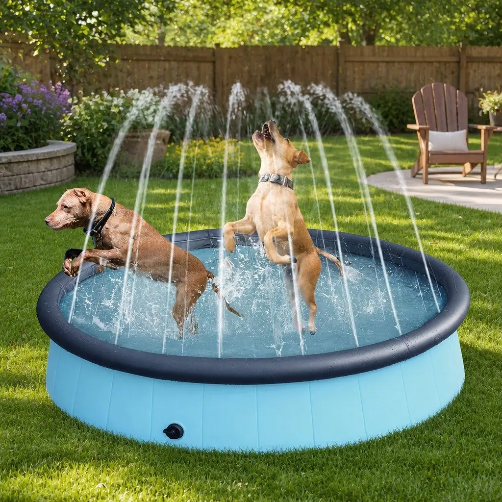 Interactive Folding Pet Pool for Dogs and Kids