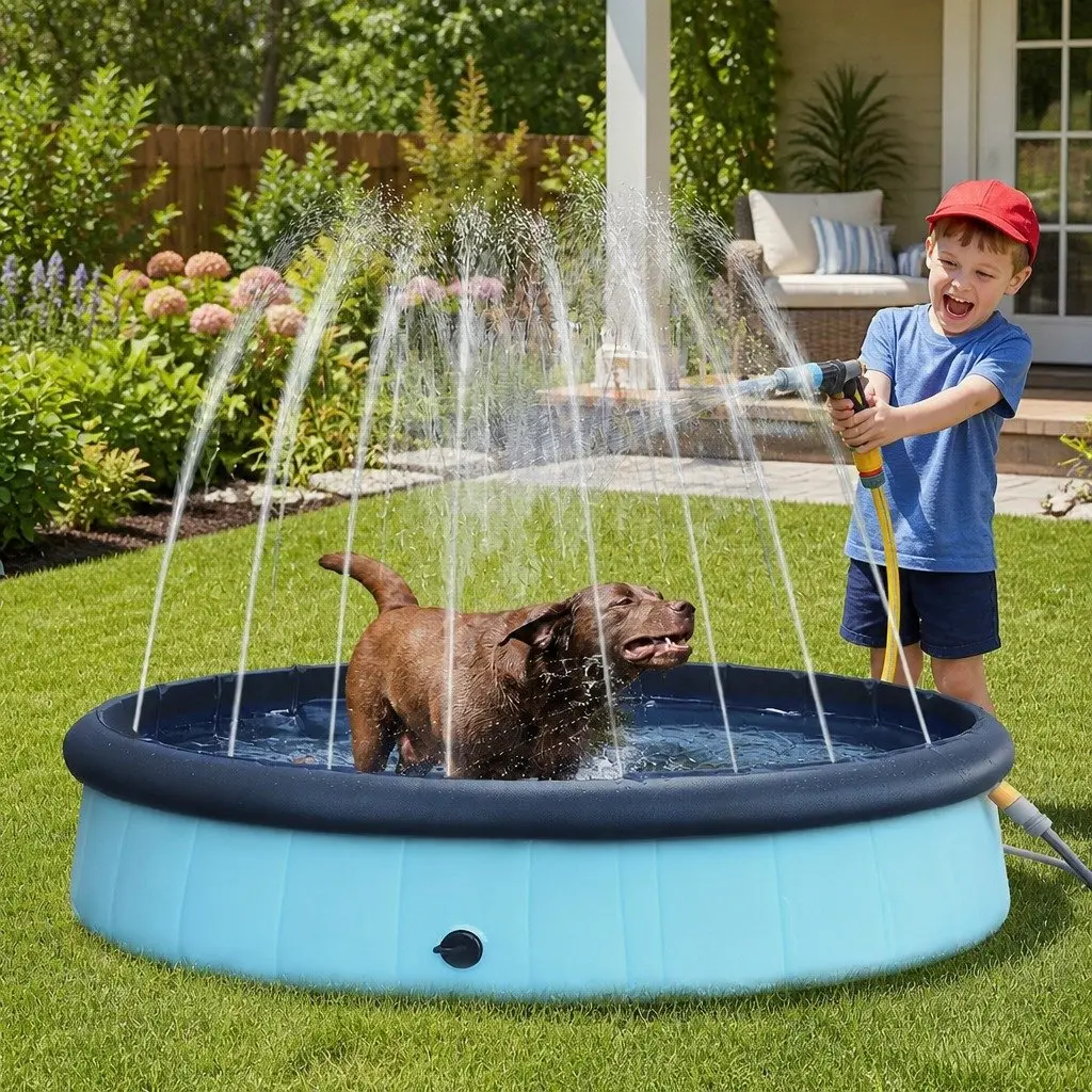 Interactive Folding Pet Pool for Dogs and Kids