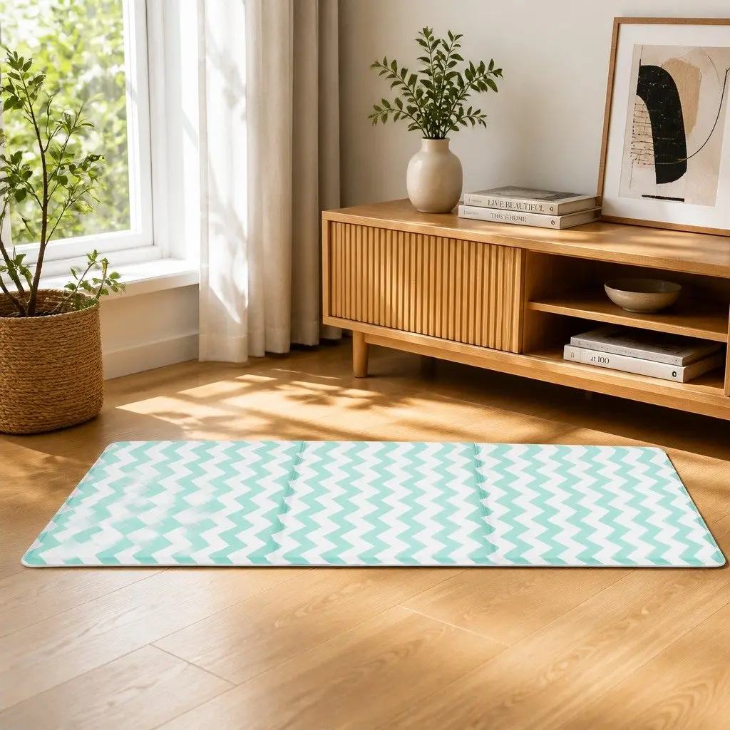 Pet Cooling Mat Large Green Textured Foldable Portable No-Fill Dog Cat Summer