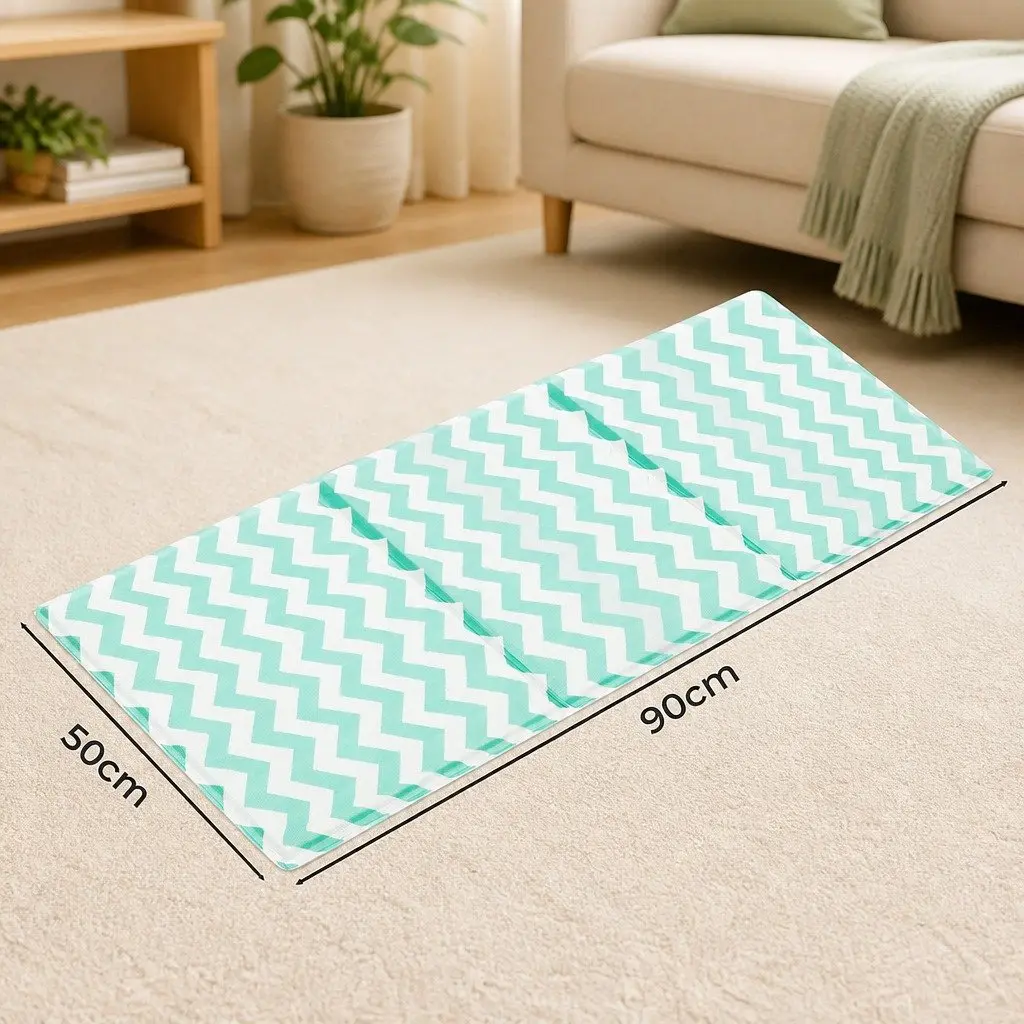 Pet Cooling Mat Large Green Textured Foldable Portable No-Fill Dog Cat Summer