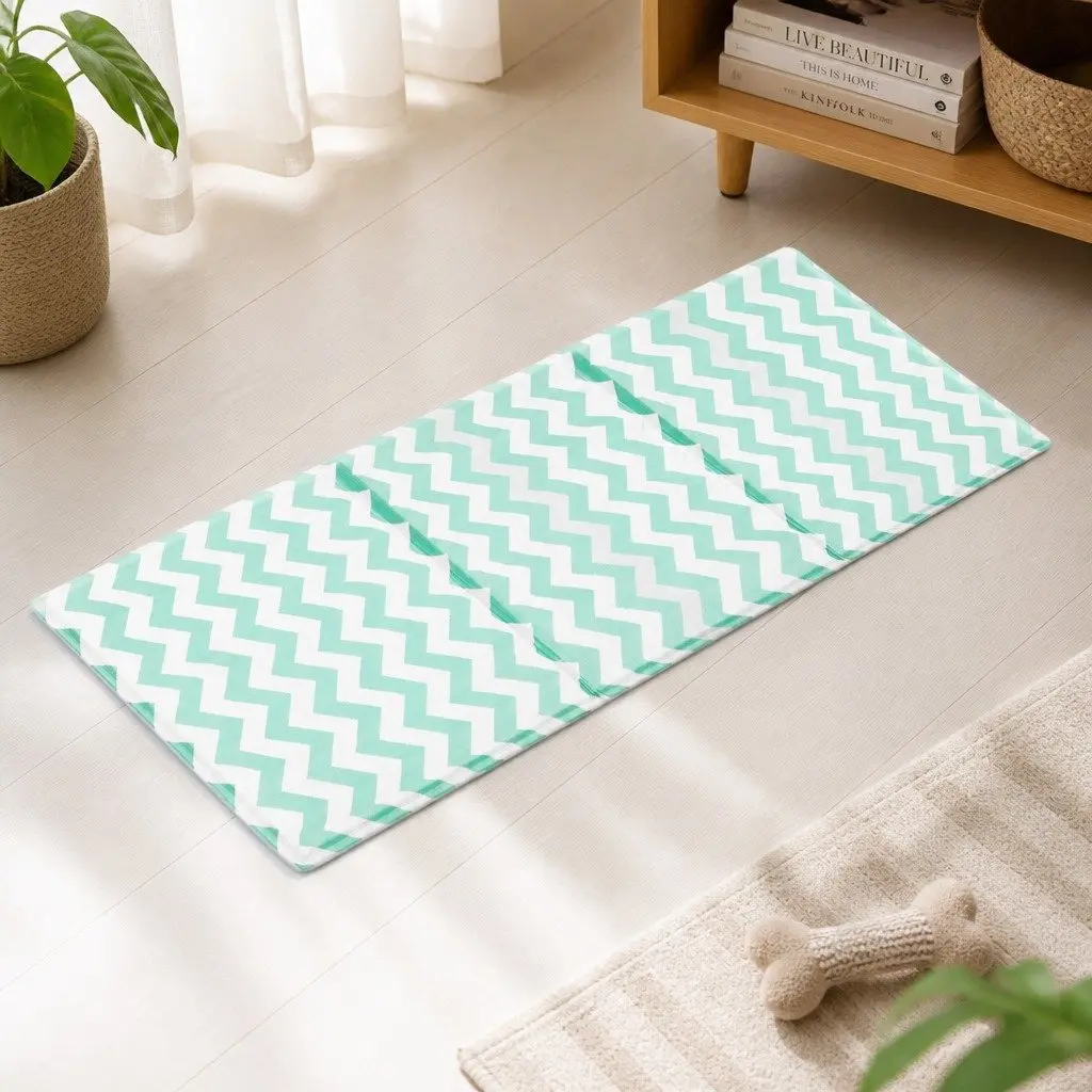 Pet Cooling Mat Large Green Textured Foldable Portable No-Fill Dog Cat Summer
