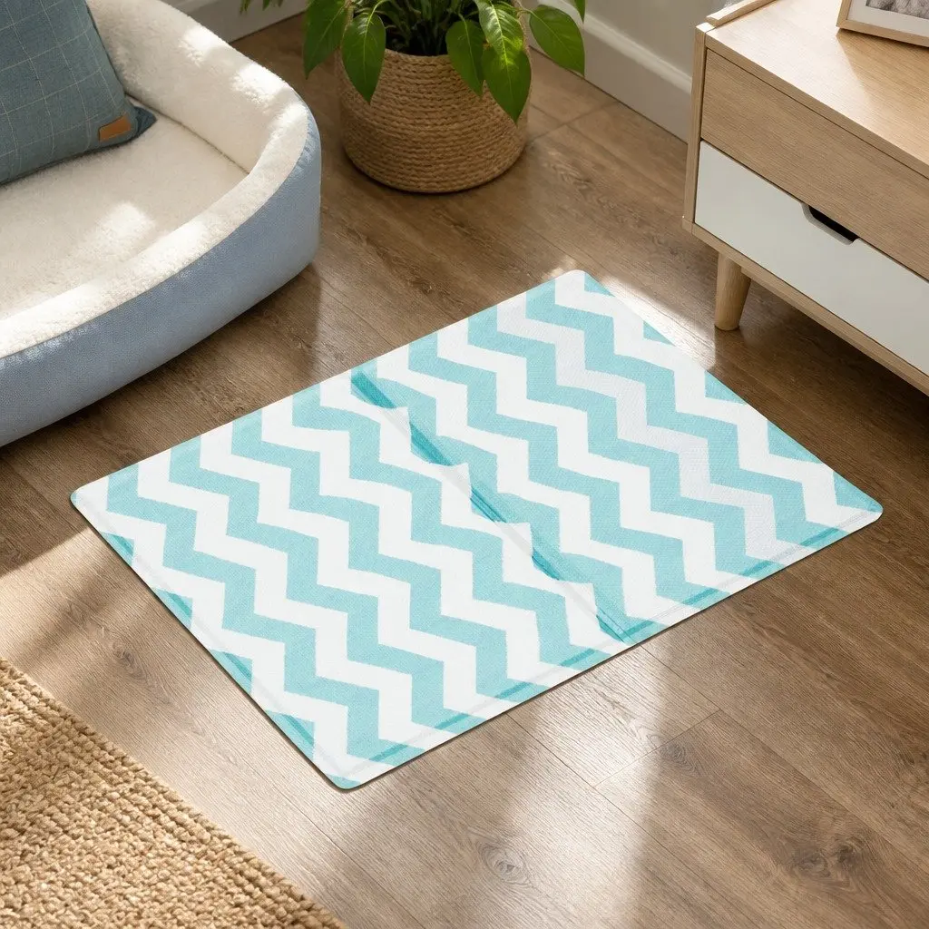 Pet Cooling Mat S Blue Textured Surface Foldable Portable Soft Foam Dog Cat Bed
