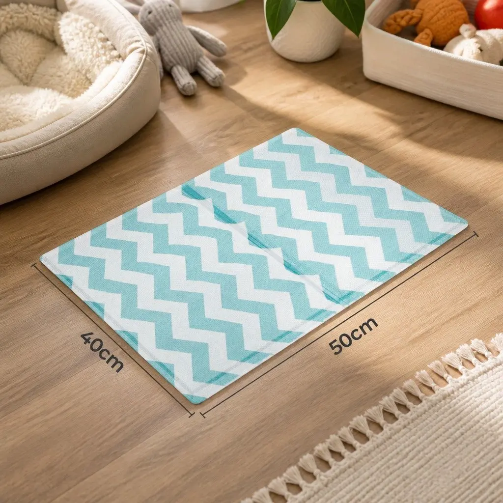 Pet Cooling Mat S Blue Textured Surface Foldable Portable Soft Foam Dog Cat Bed