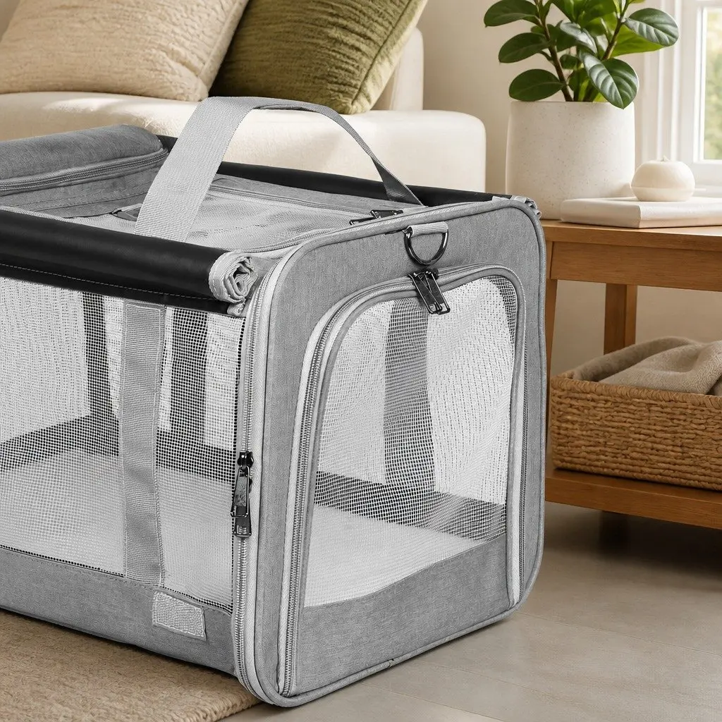 Pet Carrier Bag Portable Foldable Mesh XL for Dogs and Cats