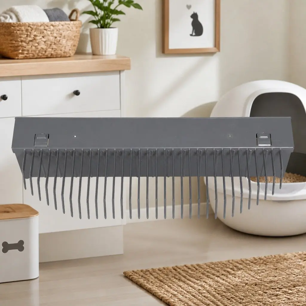Automatic Litter Box Replaceable Rake Self Cleaning Grey 39.6cm x 14.5cm x 8.4cm