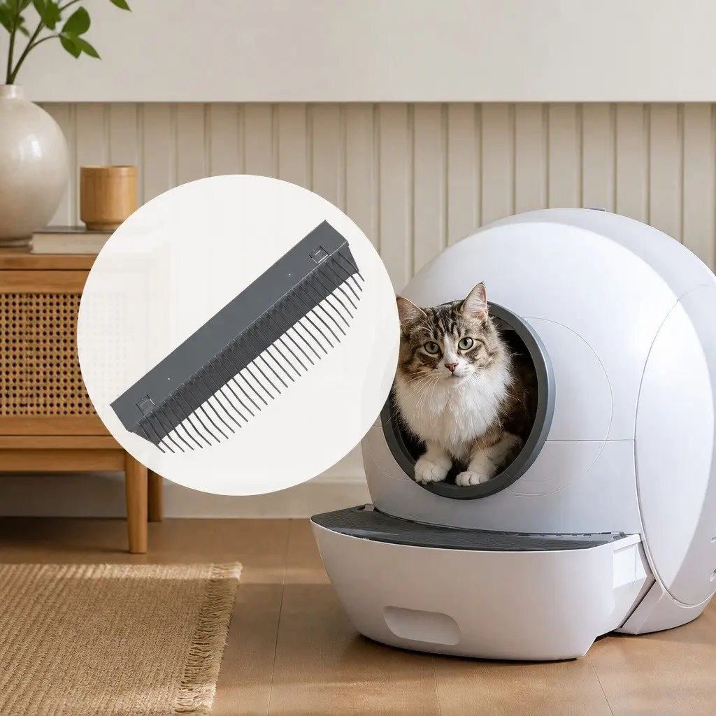 Automatic Litter Box Replaceable Rake Self Cleaning Grey 39.6cm x 14.5cm x 8.4cm