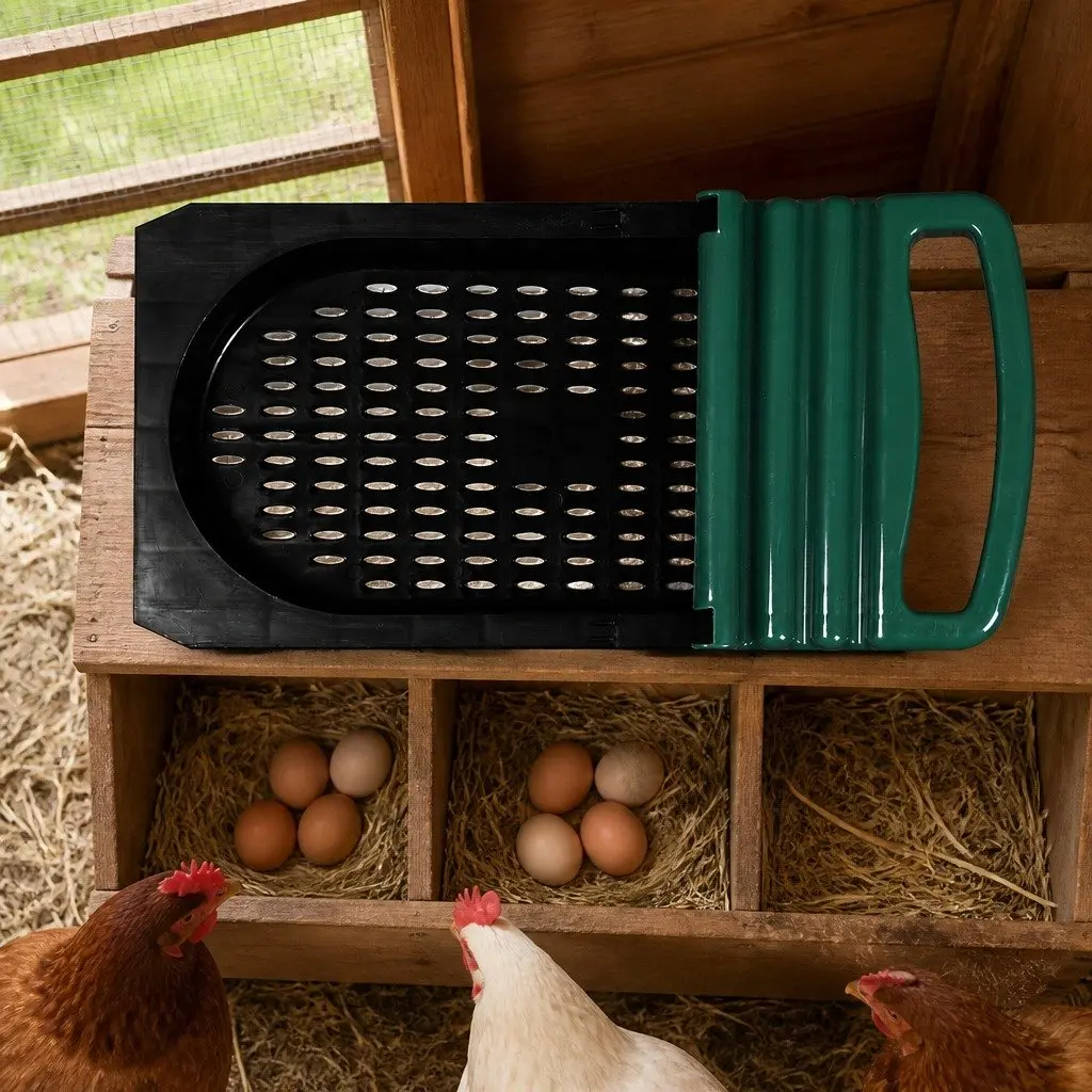 Chicken Egg Nesting Box 3-Hole Roll Away Galvanized Steel 80cm L x 52cm W x 78.5cm H