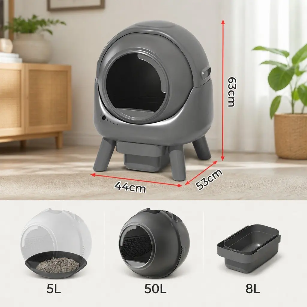 Self Cleaning Cat Litter Box Smart APP Control Rolling Automatic Sifting 25cm Entrance
