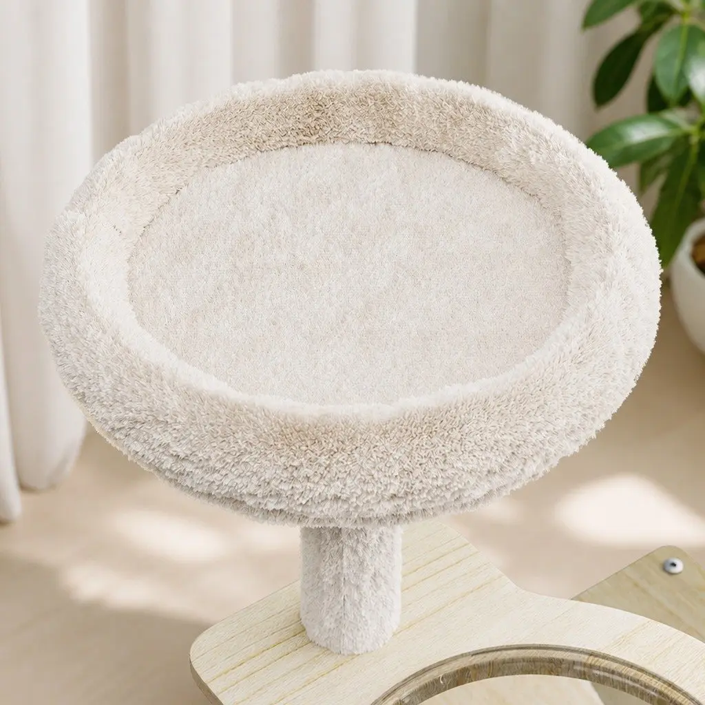 Cat Tree Tower Scratcher Condo 120cm Climbing Frame Beige Pet Furniture