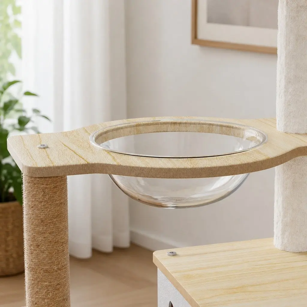 Cat Tree Tower Scratcher Condo 120cm Climbing Frame Beige Pet Furniture