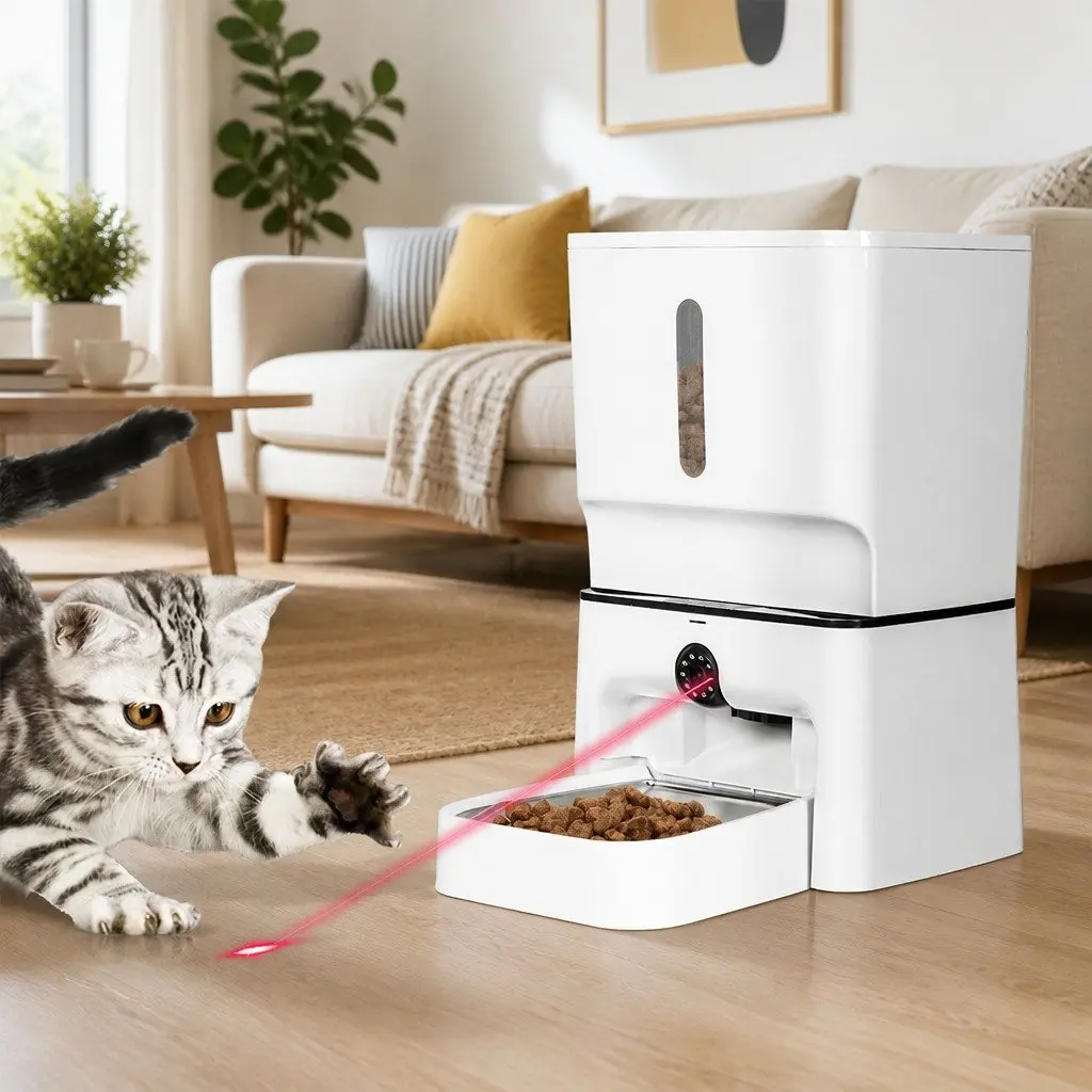 Automatic Pet Feeder 7L WiFi Camera Laser Interactive Toy Remote App Control