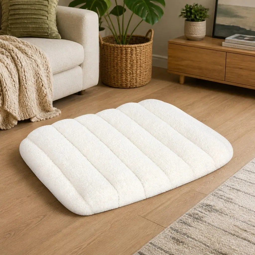 Orthopedic Dog Bed Plush Small Size Removable Washable Cover White