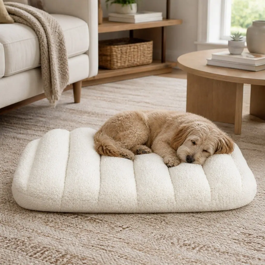 Orthopedic Dog Bed Plush Small Size Removable Washable Cover White