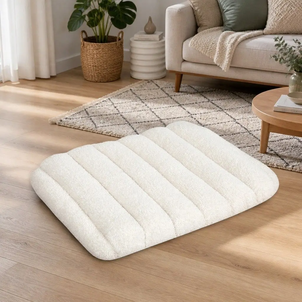 Orthopedic Dog Bed Plush Small Size Removable Washable Cover White