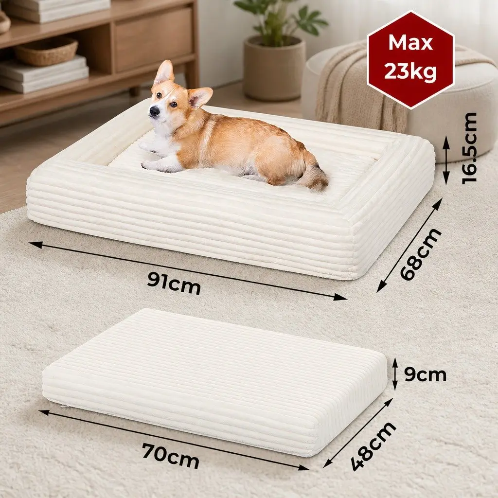 Orthopedic Dog Bed Egg Crate Foam Large Waterproof Corduroy Cover