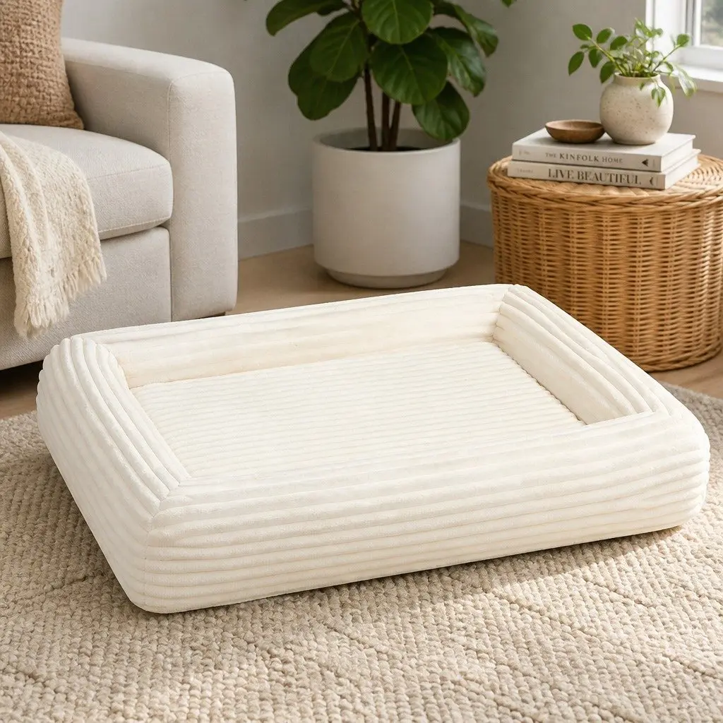 Orthopedic Dog Bed Egg Crate Foam Large Waterproof Corduroy Cover