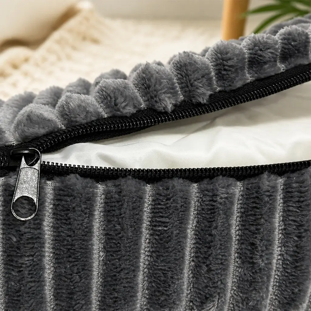Medium Size Orthopedic Dog Bed Grey Egg Crate Foam Mattress with Corduroy Cover