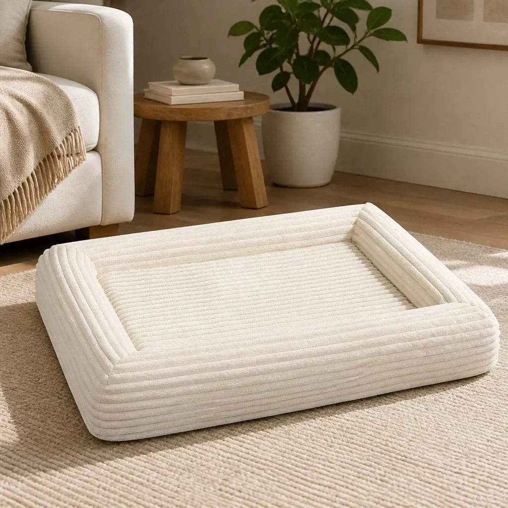 Orthopedic Dog Bed Medium Size Egg Crate Foam with 4 Sided Pillow Bolsters Removable Corduroy Cover