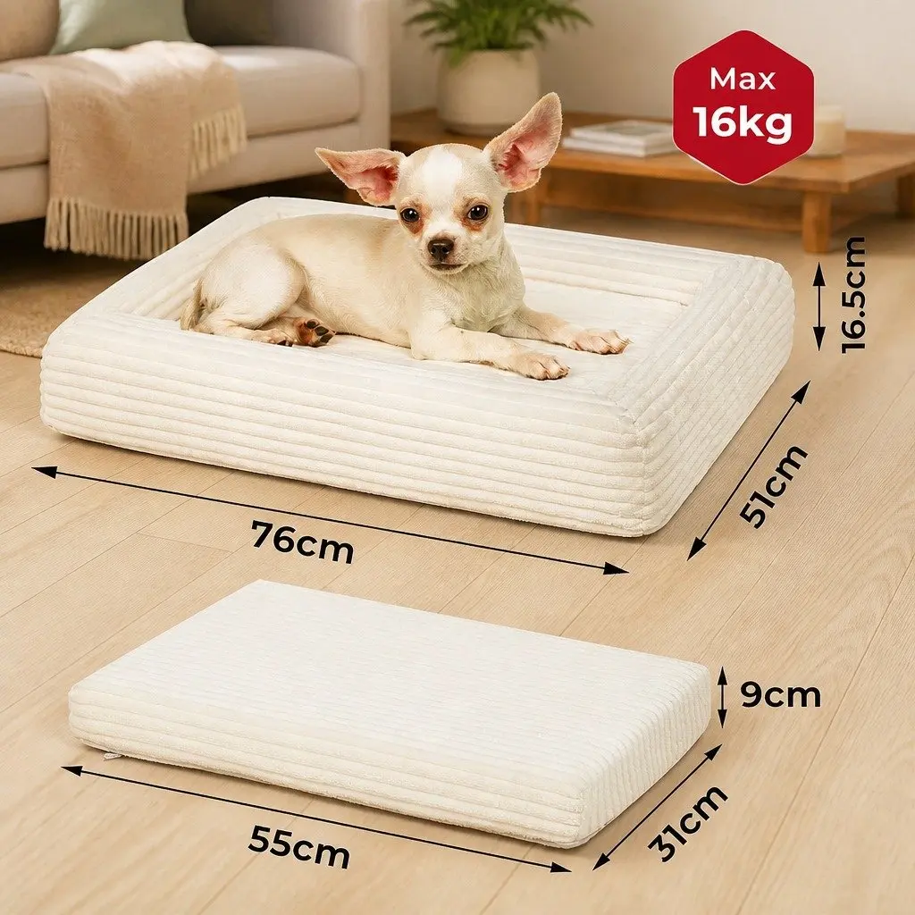 Orthopedic Dog Bed Medium Size Egg Crate Foam with 4 Sided Pillow Bolsters Removable Corduroy Cover