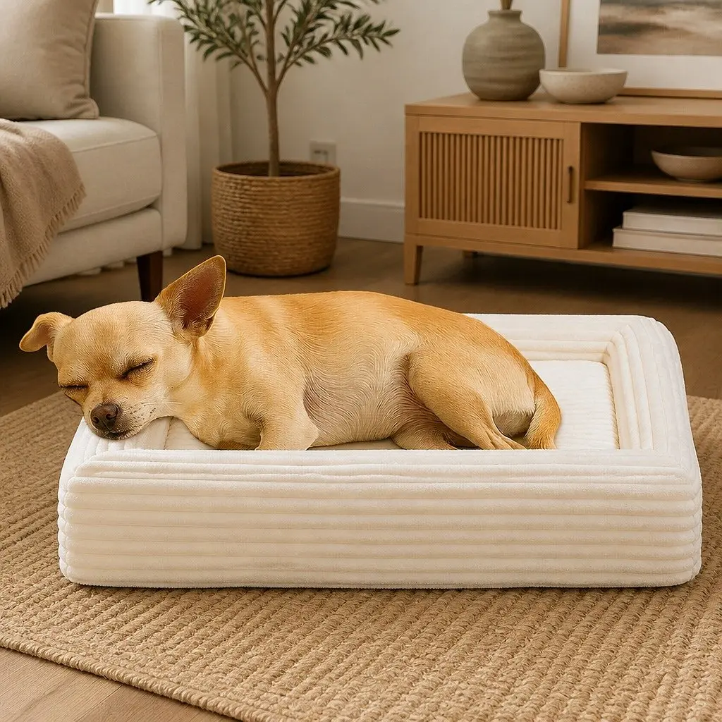 Orthopedic Dog Bed Medium Size Egg Crate Foam with 4 Sided Pillow Bolsters Removable Corduroy Cover
