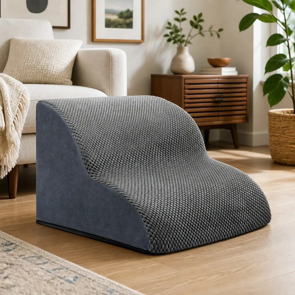 Pet Stairs 2 Steps High Density Foam Non Slip Portable Handle Grey
