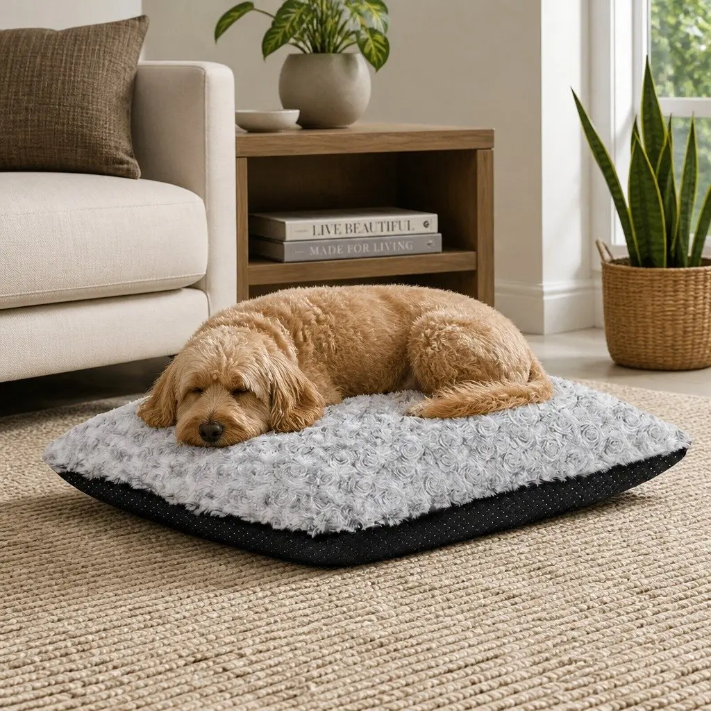 Dog Bed Soft Plush Mattress Joint Support 90cm x 60cm Washable