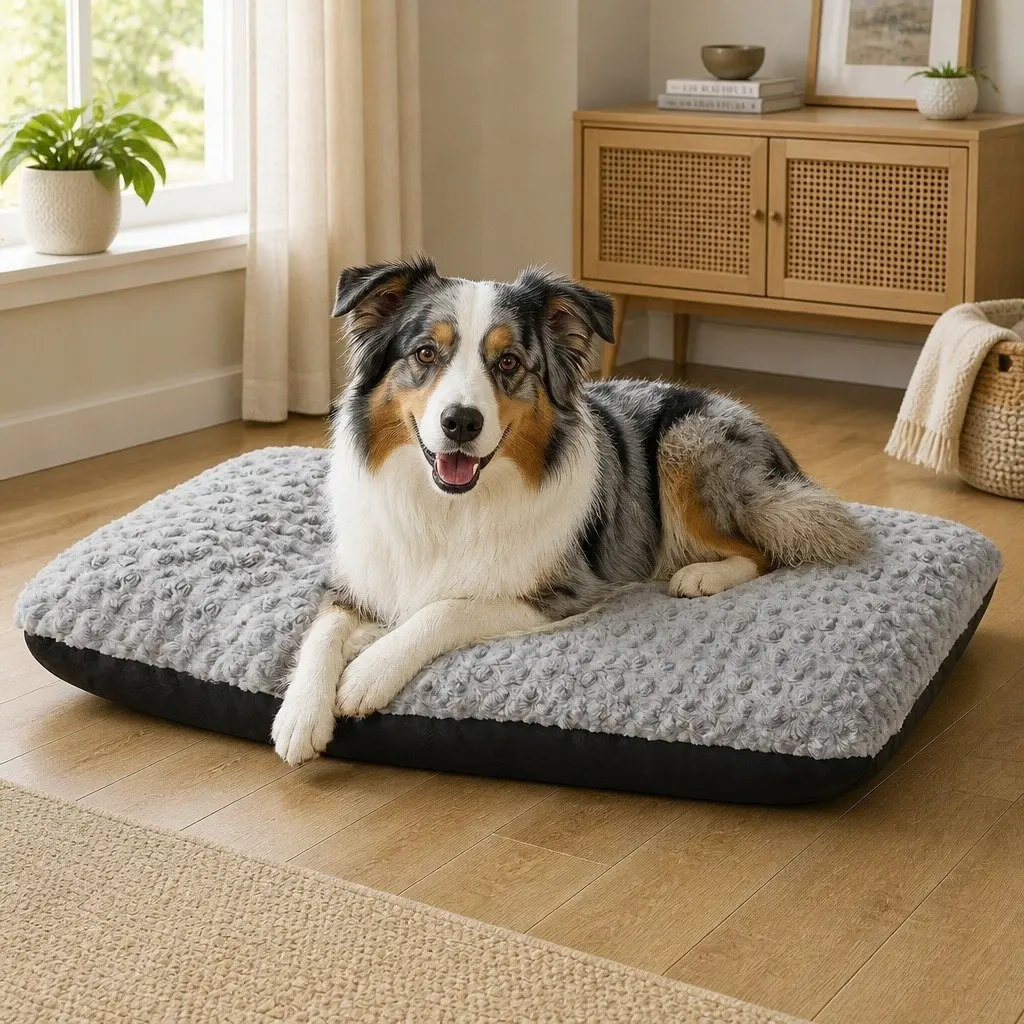 Dog Bed Soft Plush Mattress Joint Support 90cm x 60cm Washable
