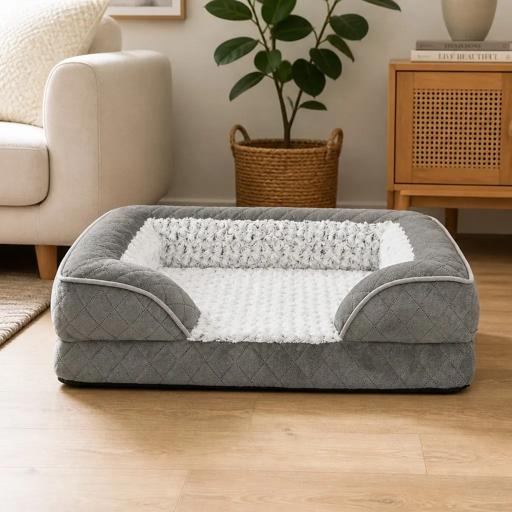 Orthopedic Memory Foam Pet Bed Dog Washable Mat with Egg Crate Support