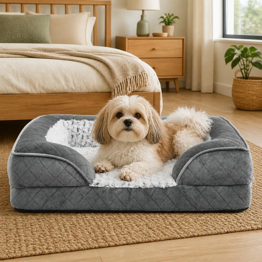 Orthopedic Memory Foam Pet Bed Dog Washable Mat with Egg Crate Support