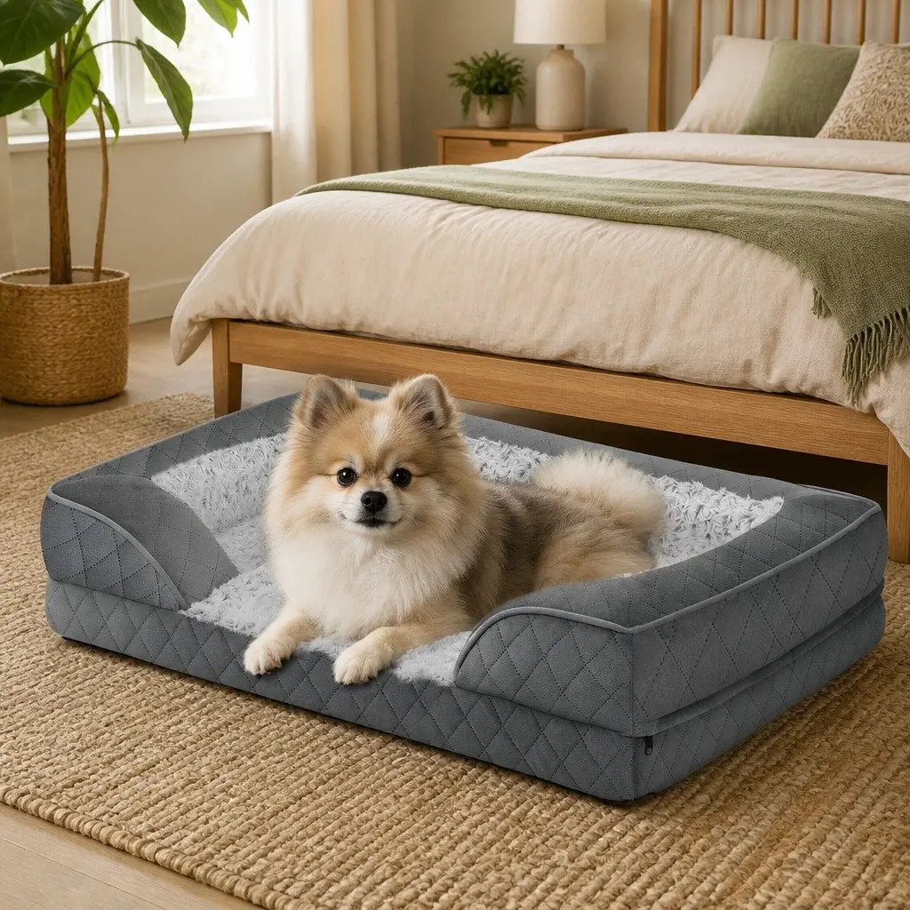 Orthopedic Memory Foam Pet Bed Dog Washable Mat with Egg Crate Support
